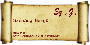 Szénásy Gergő névjegykártya
